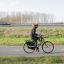 fiets, auto, snelweg
