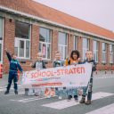 Promotiefoto van het School-straat-project in Hoogstraten. FOTO Paraatvoordeschoolstraat.be