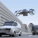 Bestelbus, drone en truck. Foto: AdobeStock